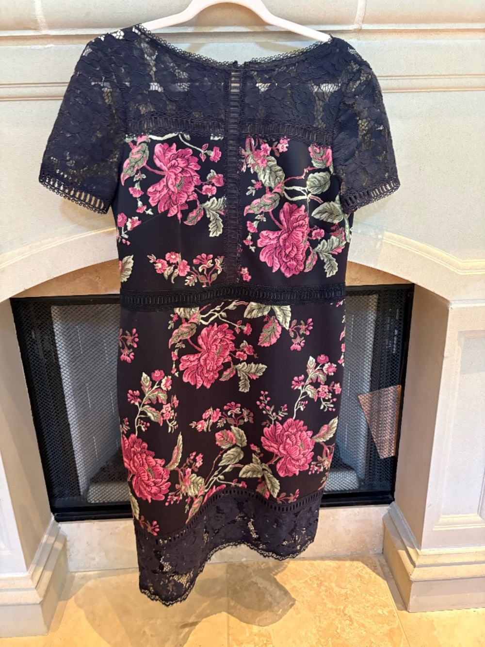 Tadashi Shoji "Anais" Floral Lace Sheath Dress — Size 12 Petite